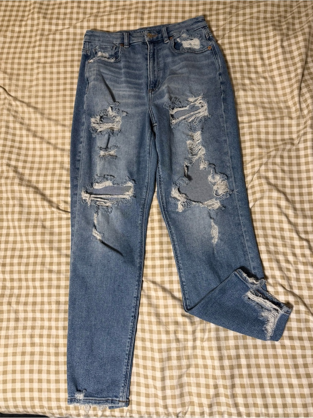 American Eagle Outfitters Distressed Boyfriend Jeans - Blue